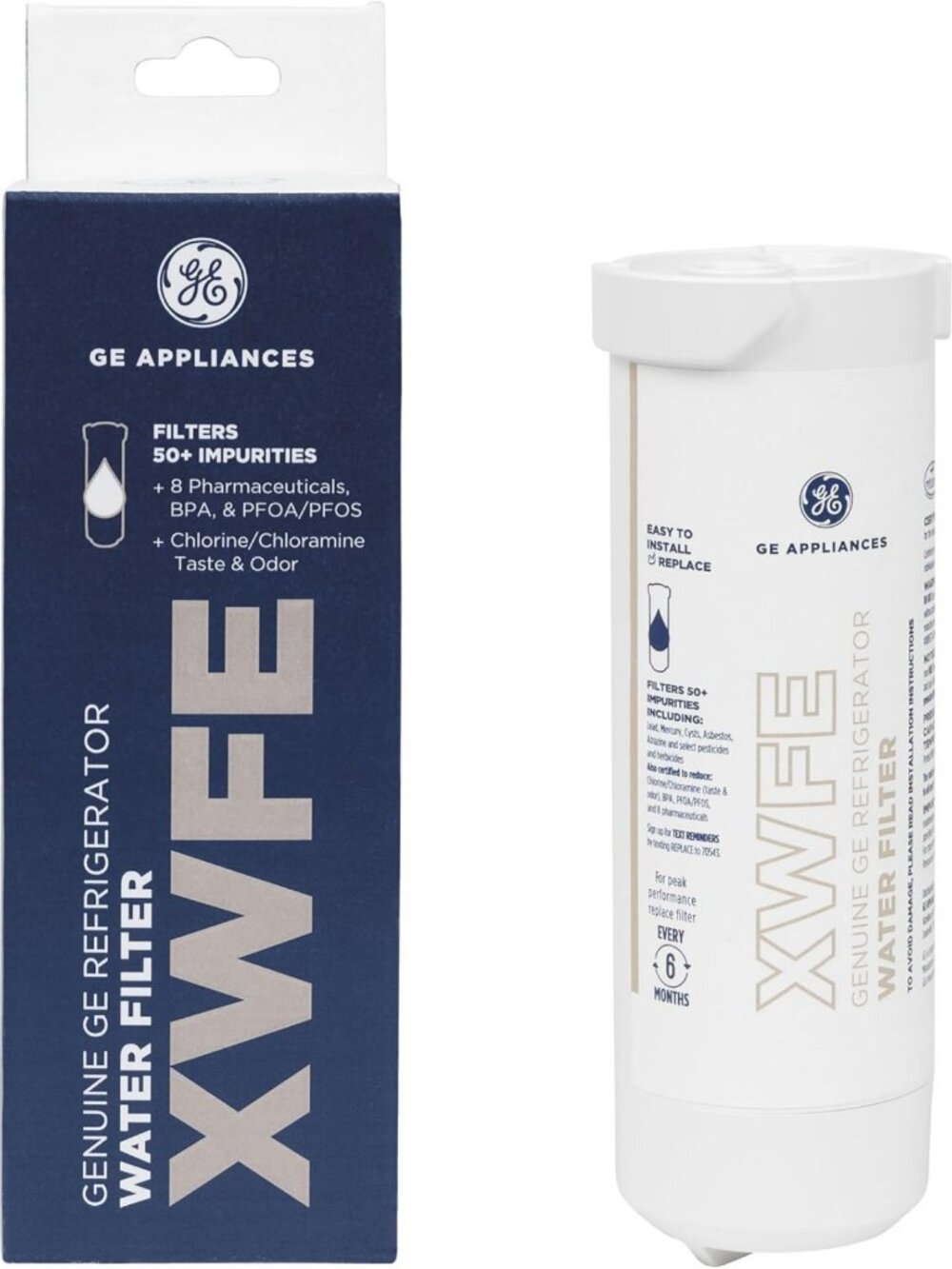 GE XWFE™ Refrigerator Water Filter, Genuine Filter, Guaranteed Fit, 1-pack